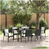 Trädgårdsset med kudde med kudde 7 pcs Svart PE Rattan vidaXL 200 x 80 x 73 cm – miniatyr 1