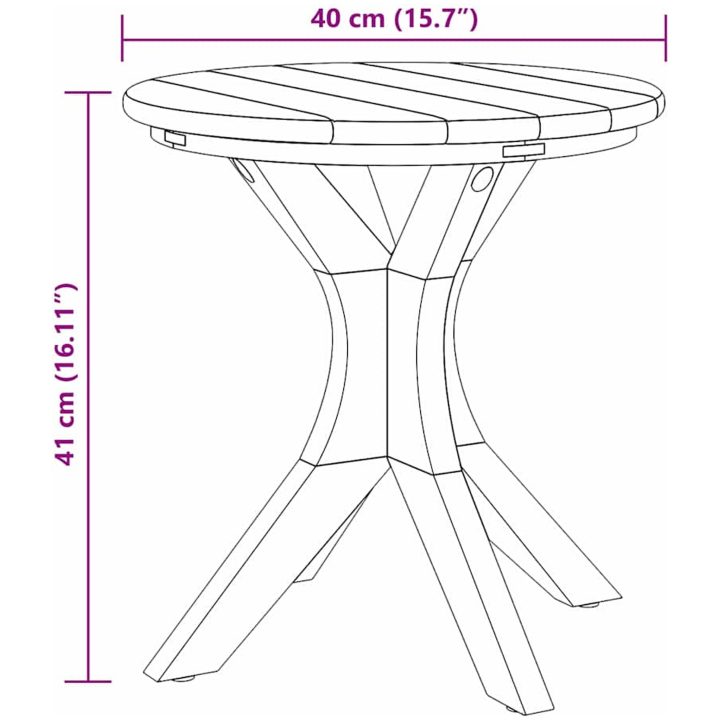 Trädgårdssidan Bord Massivt Teak vidaXL ⌀40 x 41 cm – bild 8