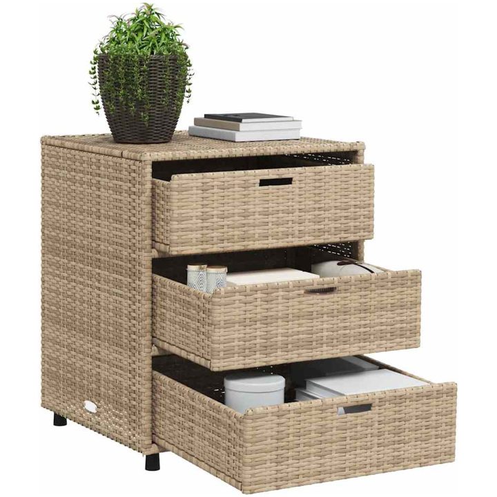 Trädgårdsskåp beige konstrotting vidaXL 55 x 59 x 69 cm – bild 4