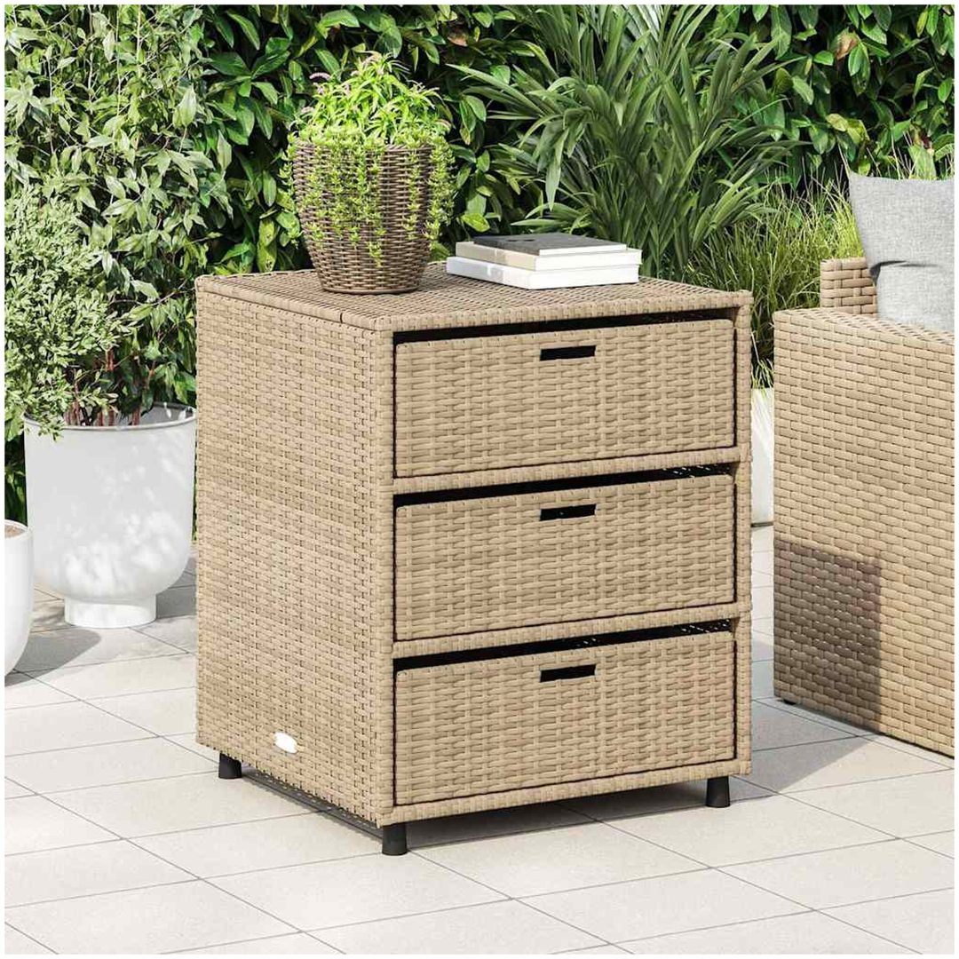Trädgårdsskåp beige konstrotting vidaXL 55 x 59 x 69 cm