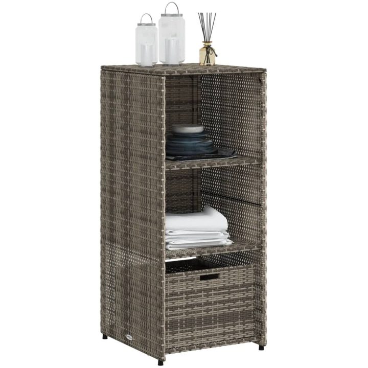 Trädgårdsskåp grå 50x55x115 cm konstrotting vidaXL – bild 4