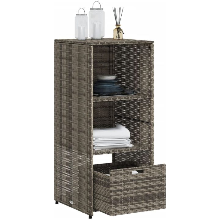 Trädgårdsskåp grå 50x55x115 cm konstrotting vidaXL – bild 5