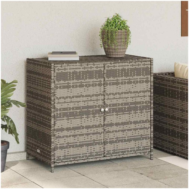 Trädgårdsskåp grå 83x45x76 cm konstrotting vidaXL – bild 3