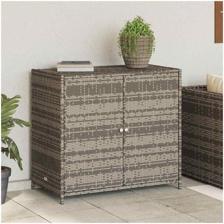 Trädgårdsskåp grå 83x45x76 cm konstrotting vidaXL – bild 4