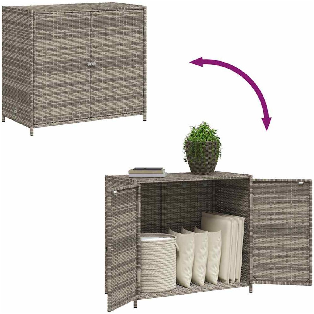 Trädgårdsskåp grå 83x45x76 cm konstrotting vidaXL – bild 9