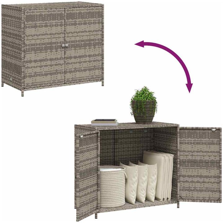 Trädgårdsskåp grå 83x45x76 cm konstrotting vidaXL – bild 9