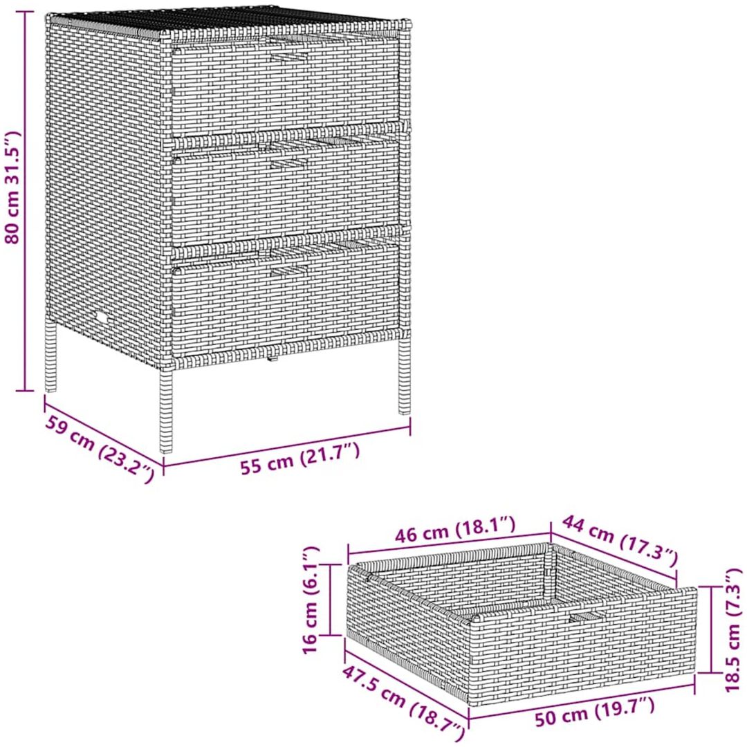 Trädgårdsskåp grå konstrotting vidaXL 55 x 59 x 80 cm – bild 11