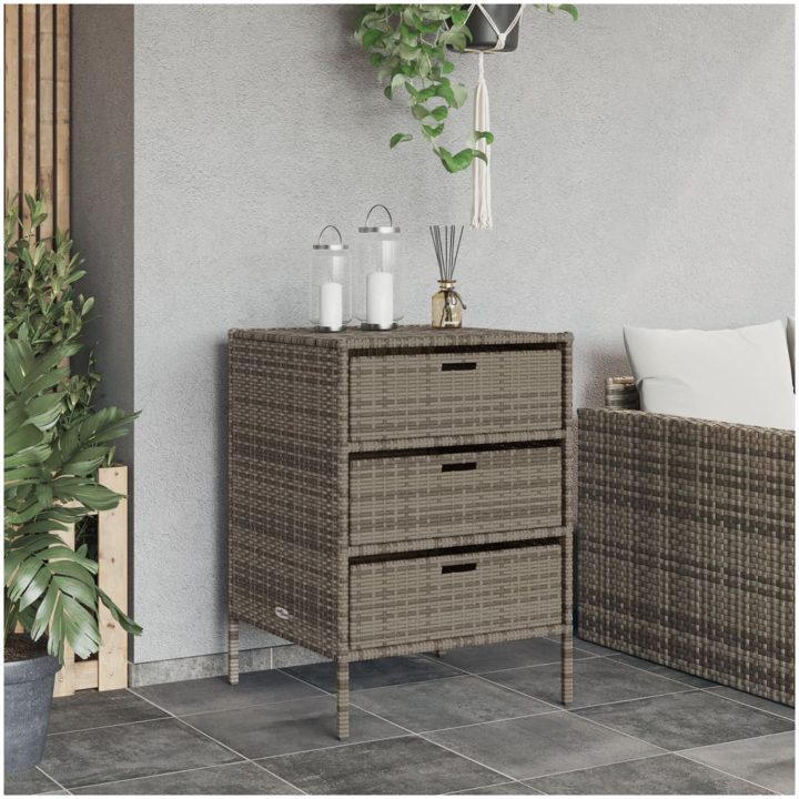 Trädgårdsskåp grå konstrotting vidaXL 55 x 59 x 80 cm – bild 3