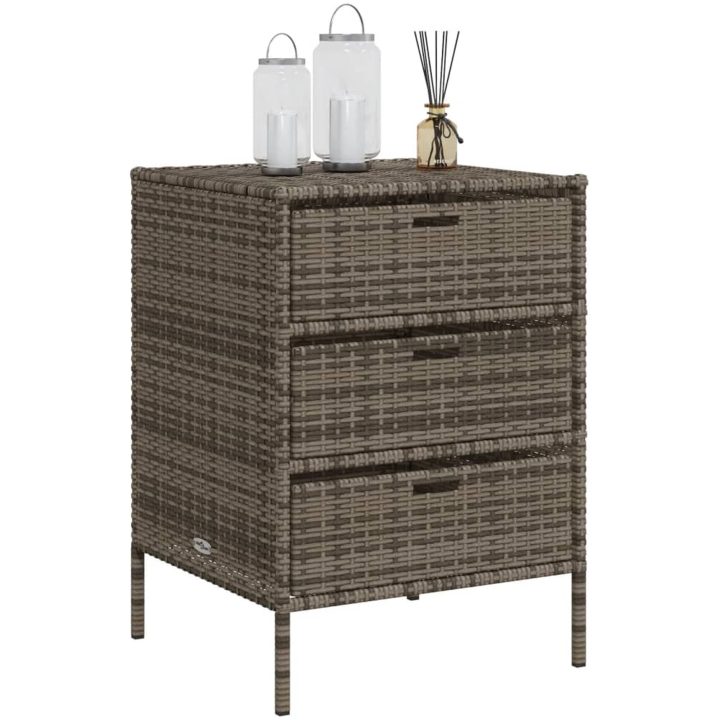 Trädgårdsskåp grå konstrotting vidaXL 55 x 59 x 80 cm – bild 4