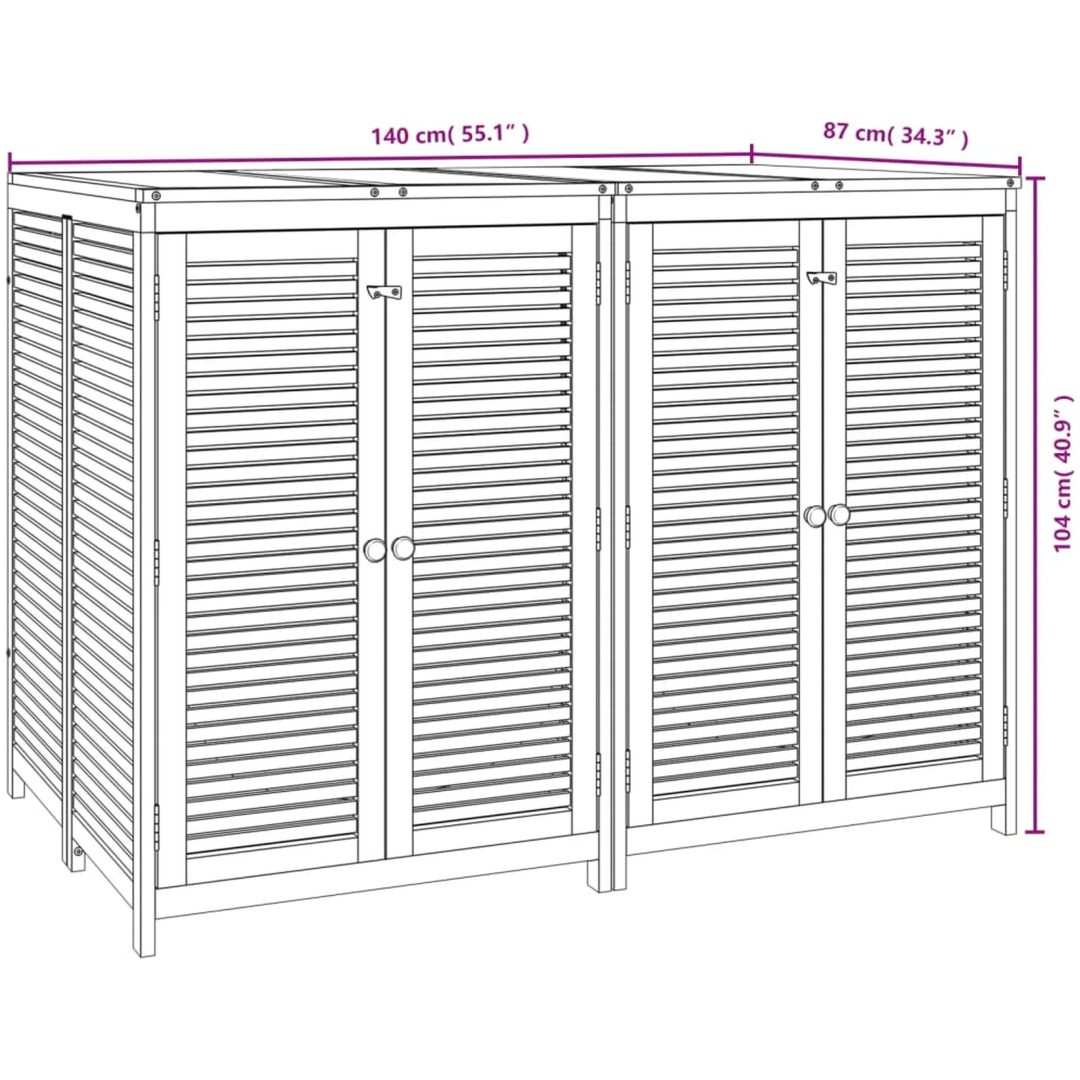 Trädgårdsskåp massivt akaciaträ vidaXL 140 x 87 x 104 cm – bild 8