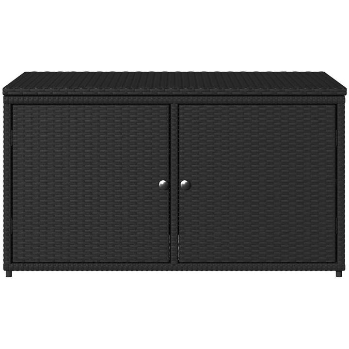 Trädgårdsskåp svart 110x55x60,5 cm konstrotting vidaXL – bild 6