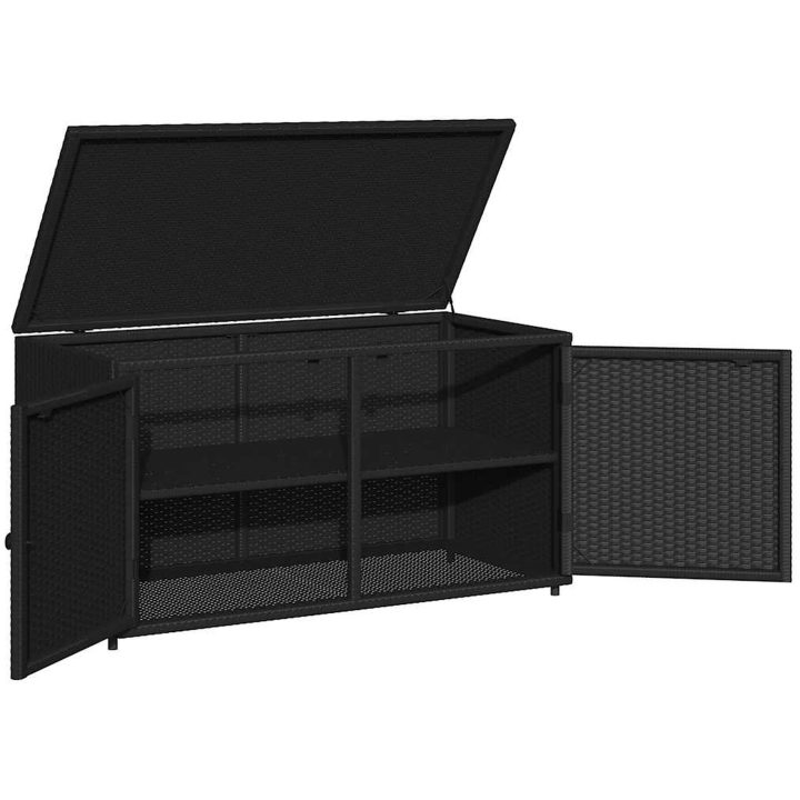 Trädgårdsskåp svart 110x55x60,5 cm konstrotting vidaXL – bild 7