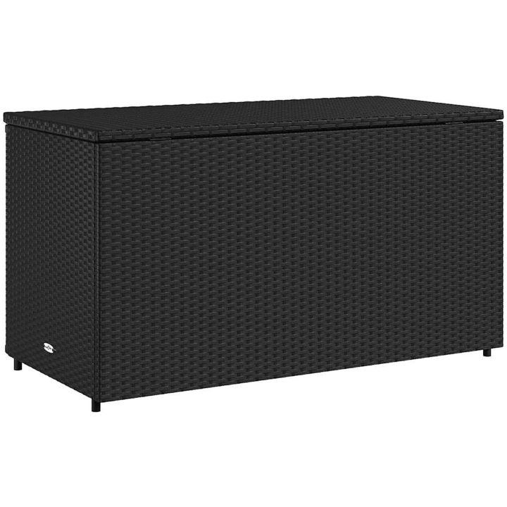 Trädgårdsskåp svart 110x55x60,5 cm konstrotting vidaXL – bild 9