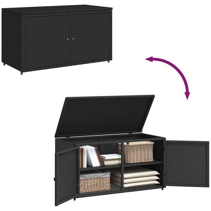 Trädgårdsskåp svart 110x55x60,5 cm konstrotting vidaXL – bild 10