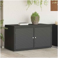 Trädgårdsskåp svart 110x55x60,5 cm konstrotting vidaXL