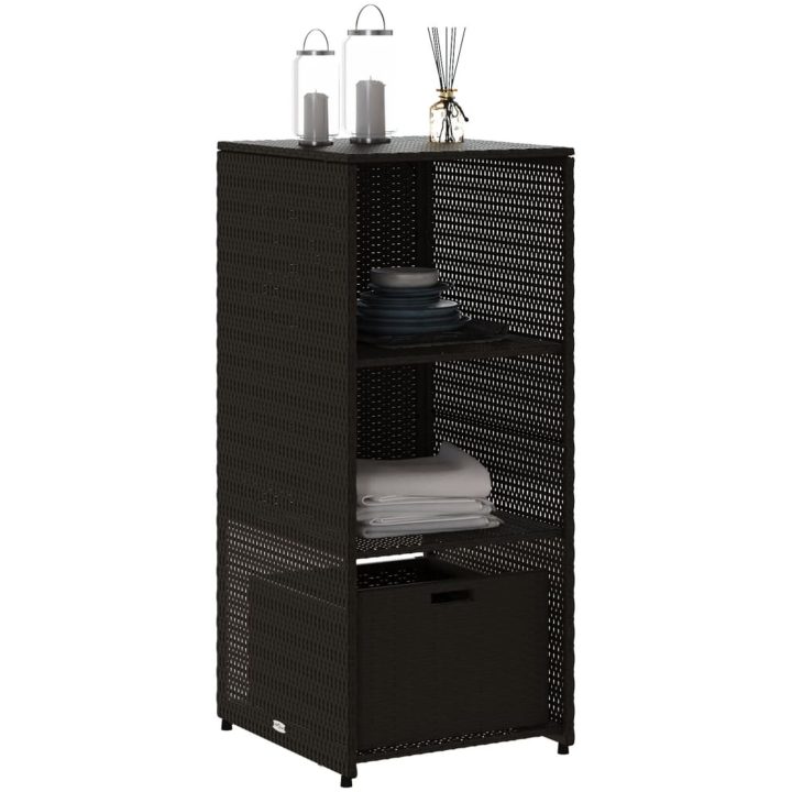 Trädgårdsskåp svart 50x55x115 cm konstrotting vidaXL – bild 4