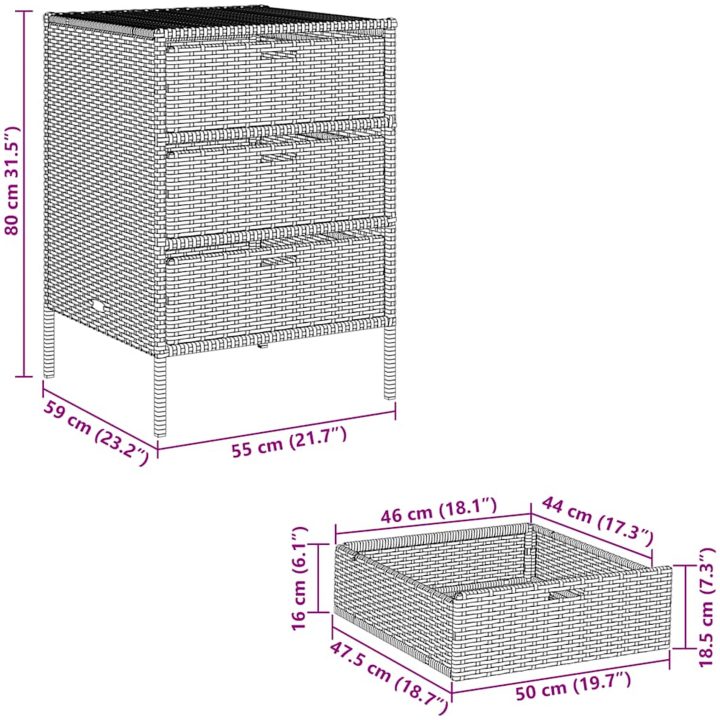 Trädgårdsskåp svart konstrotting vidaXL 55 x 59 x 80 cm – bild 11