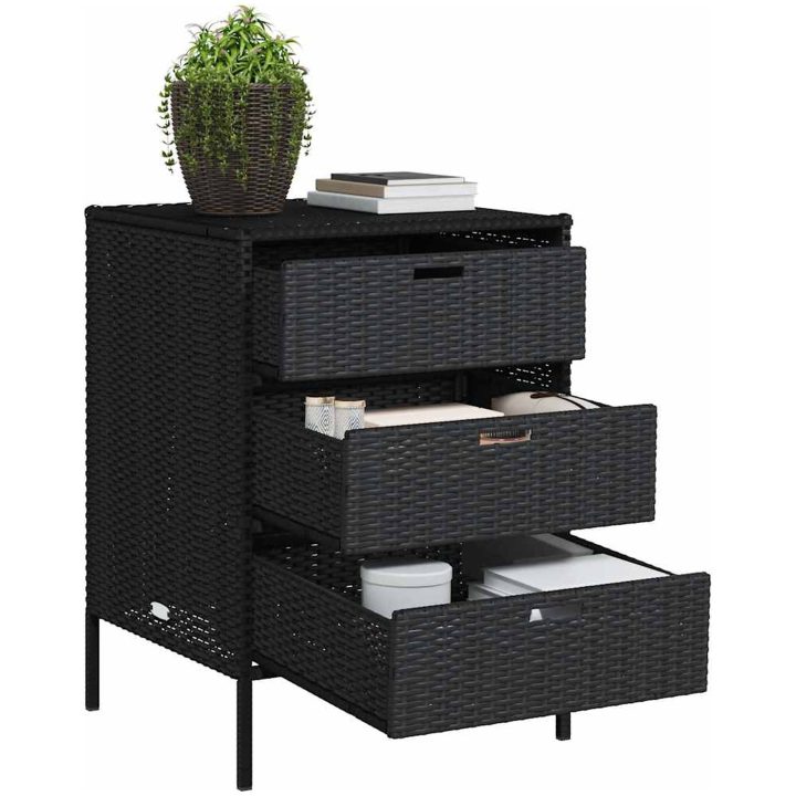 Trädgårdsskåp svart konstrotting vidaXL 55 x 59 x 80 cm – bild 4