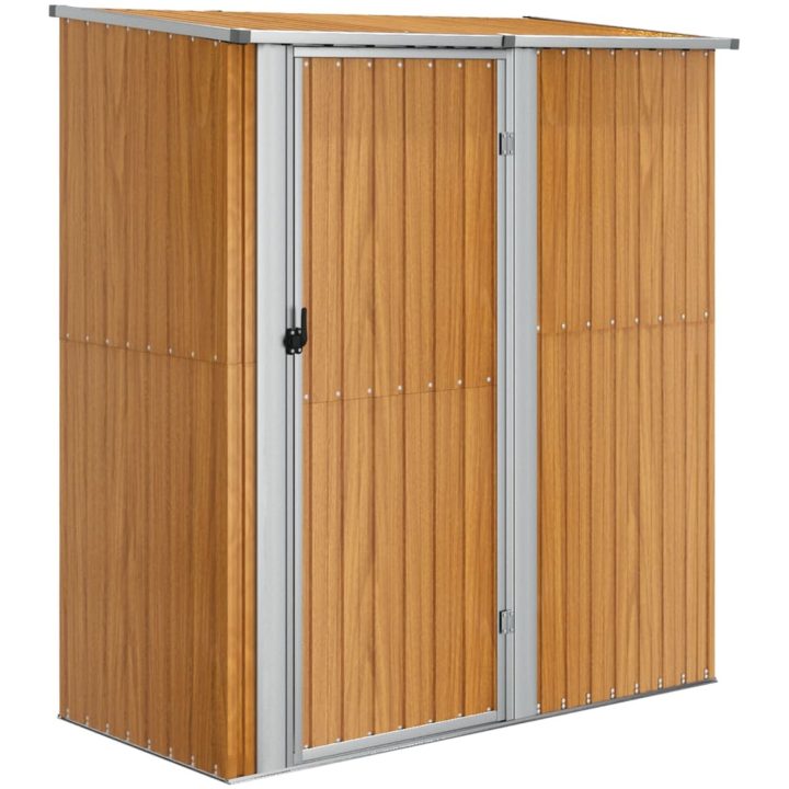 Trädgårdsskjul 180,5x97x209,5 cm galvaniserat stål trälook vidaXL – bild 2