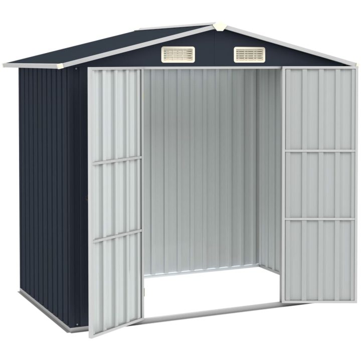 Trädgårdsskjul antracit 205x129x183 cm galvaniserat stål vidaXL – bild 2