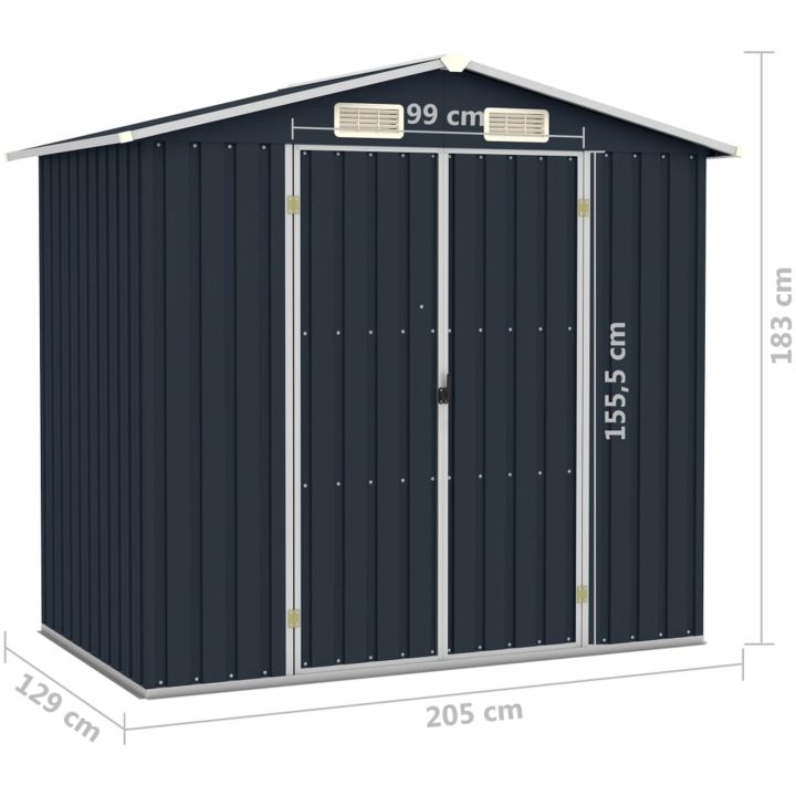 Trädgårdsskjul antracit 205x129x183 cm galvaniserat stål vidaXL – bild 7