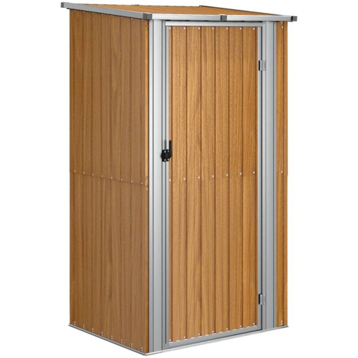 Trädgårdsskjul brun 118,5x97x209,5 cm galvaniserat stål vidaXL – bild 2
