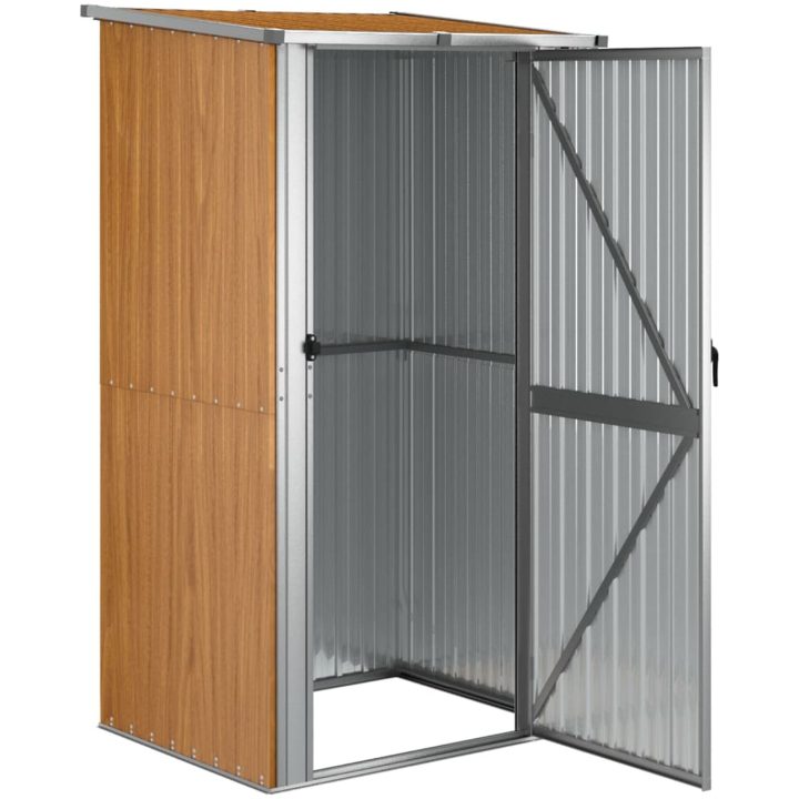 Trädgårdsskjul brun 118,5x97x209,5 cm galvaniserat stål vidaXL – bild 3