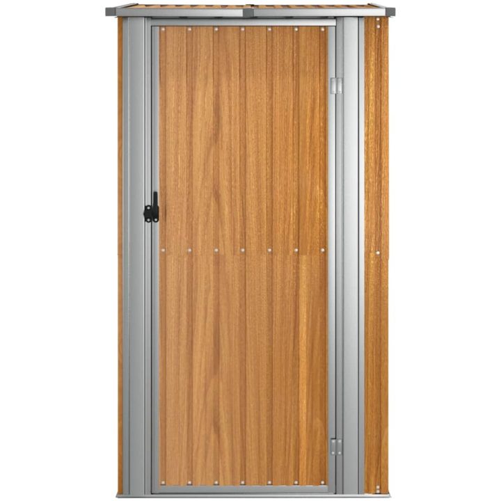 Trädgårdsskjul brun 118,5x97x209,5 cm galvaniserat stål vidaXL – bild 4
