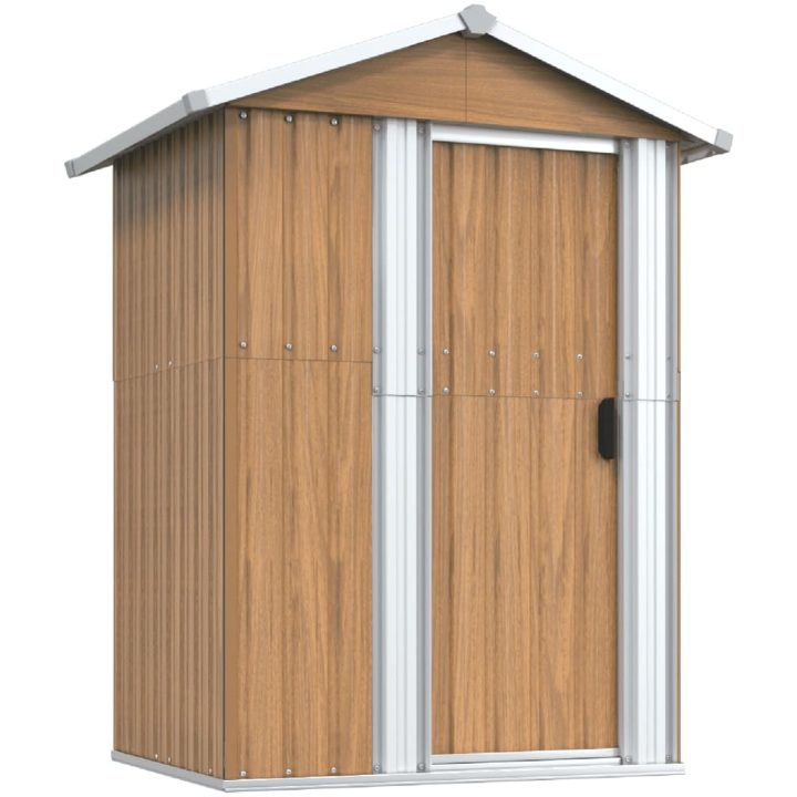 Trädgårdsskjul brun 126x97,5x177 cm galvaniserat stål vidaXL – bild 2