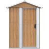 Trädgårdsskjul brun 126x97,5x177 cm galvaniserat stål vidaXL – miniatyr 3