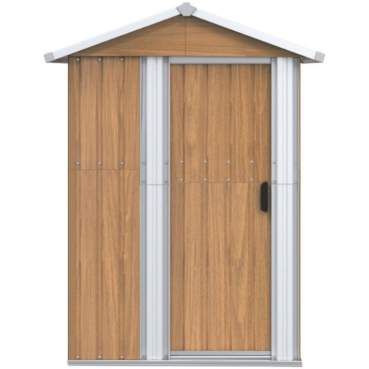 Trädgårdsskjul brun 126x97,5x177 cm galvaniserat stål vidaXL – bild 3