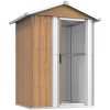 Trädgårdsskjul brun 126x97,5x177 cm galvaniserat stål vidaXL – miniatyr 4