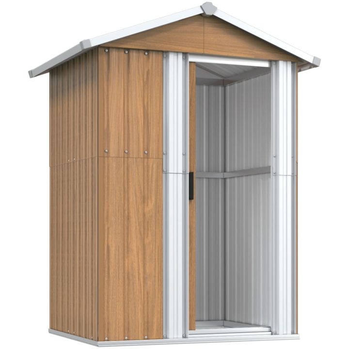 Trädgårdsskjul brun 126x97,5x177 cm galvaniserat stål vidaXL – bild 4