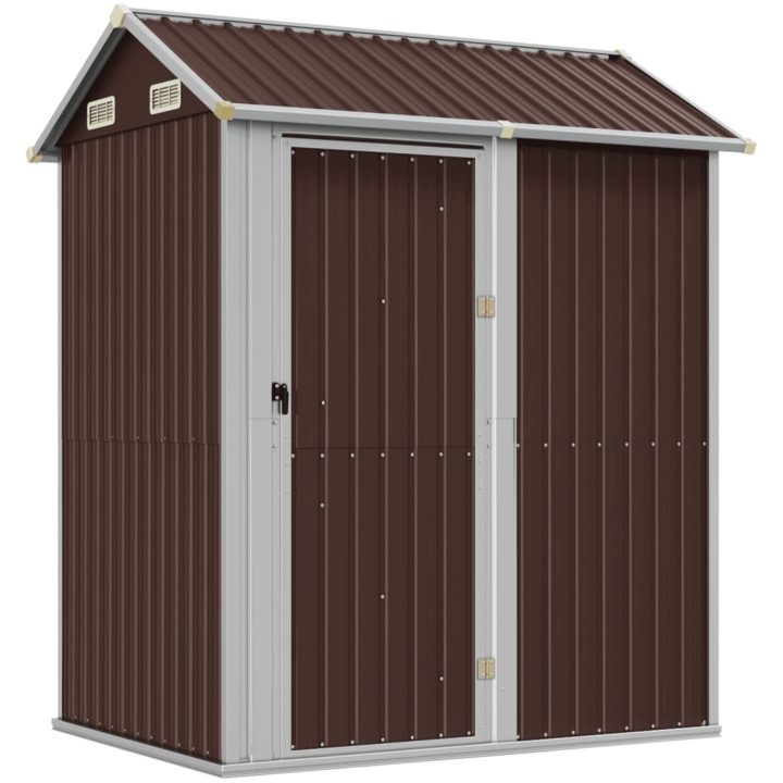 Trädgårdsskjul brun 192x152,5x237 cm galvaniserat stål vidaXL – bild 2
