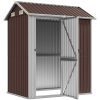 Trädgårdsskjul brun 192x152,5x237 cm galvaniserat stål vidaXL – miniatyr 3