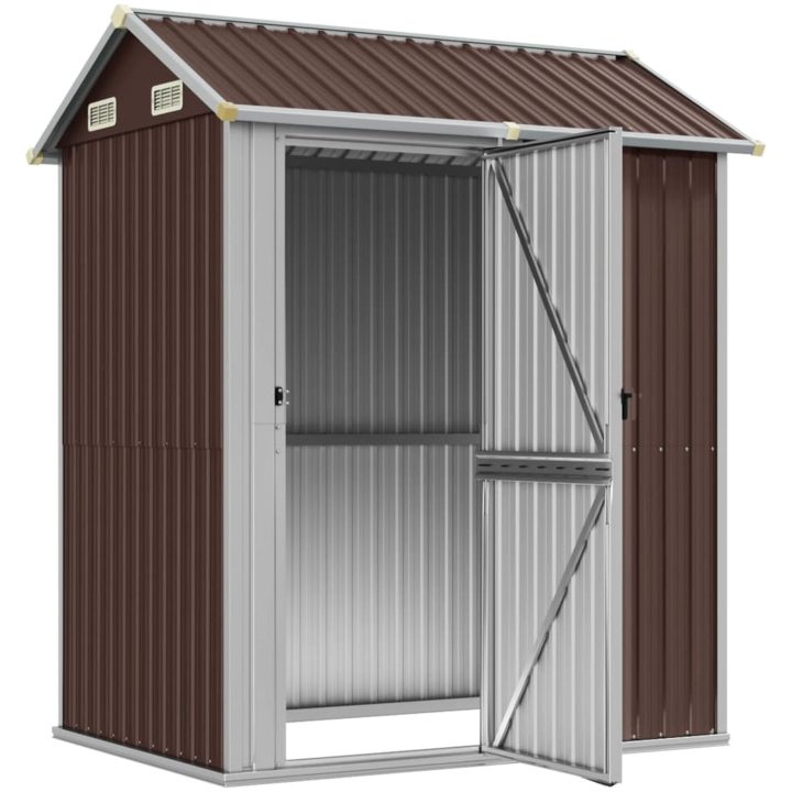 Trädgårdsskjul brun 192x152,5x237 cm galvaniserat stål vidaXL – bild 3