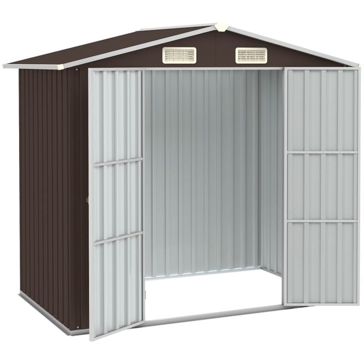 Trädgårdsskjul brun 205x129x183 cm galvaniserat stål vidaXL – bild 2