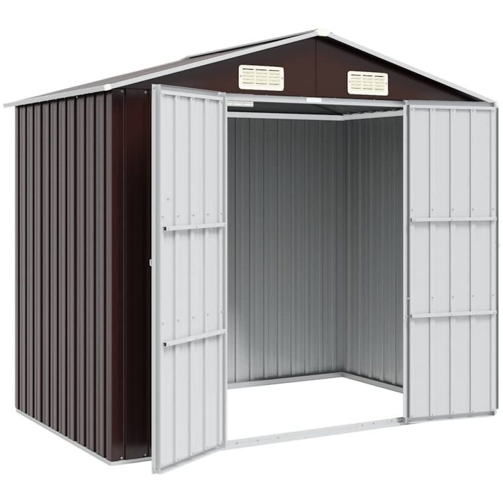 Trädgårdsskjul brun 205x129x183 cm galvaniserat stål vidaXL – bild 3