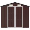 Trädgårdsskjul brun 205x129x183 cm galvaniserat stål vidaXL – miniatyr 4