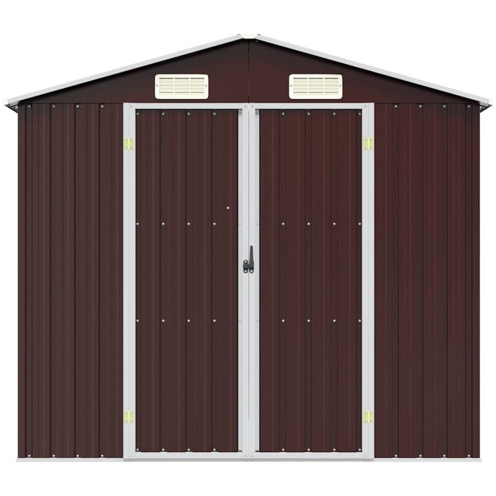 Trädgårdsskjul brun 205x129x183 cm galvaniserat stål vidaXL – bild 4