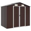 Trädgårdsskjul brun 205x129x183 cm galvaniserat stål vidaXL – miniatyr 1