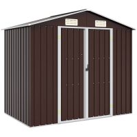 Trädgårdsskjul brun 205x129x183 cm galvaniserat stål vidaXL