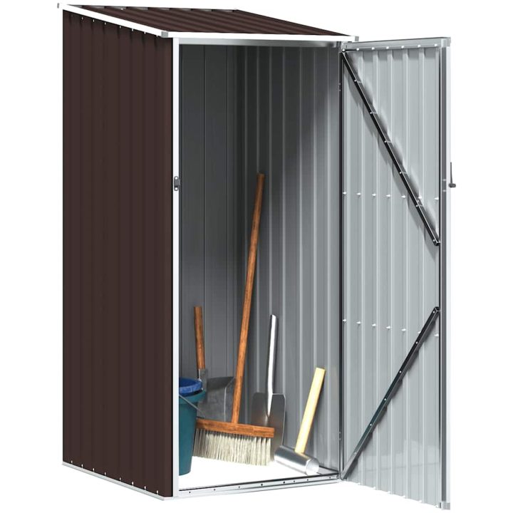 Trädgårdsskjul brun 87x98x159 cm galvaniserat stål vidaXL – bild 3