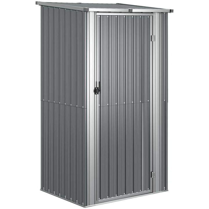 Trädgårdsskjul grå 118,5x97x209,5 cm galvaniserat stål vidaXL – bild 2