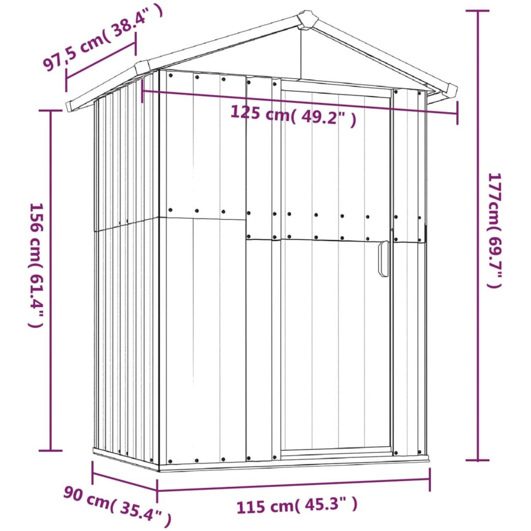 Trädgårdsskjul grå 126x97,5x177 cm galvaniserat stål vidaXL – bild 8