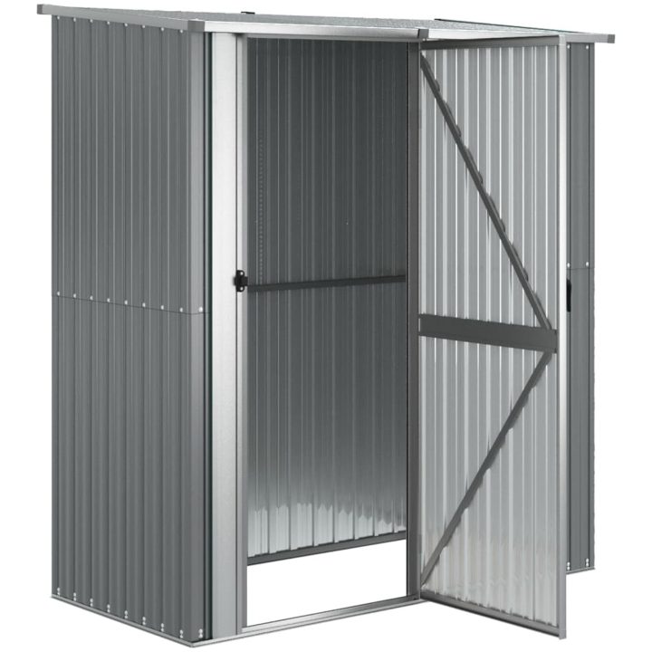 Trädgårdsskjul grå 180,5x97x209,5 cm galvaniserat stål vidaXL – bild 4
