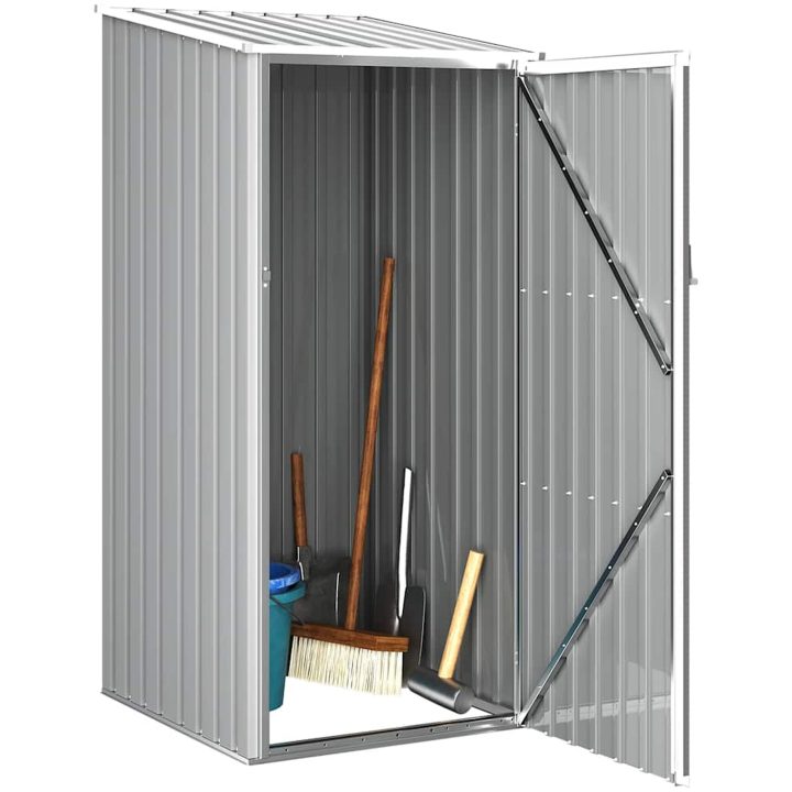 Trädgårdsskjul grå 87x98x159 cm galvaniserat stål vidaXL – bild 3
