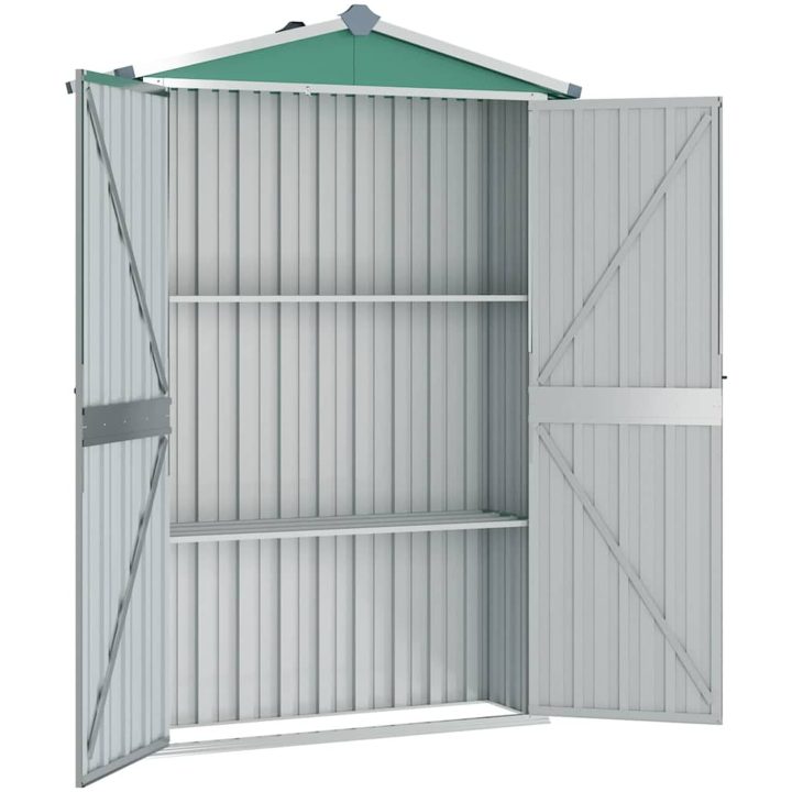 Trädgårdsskjul grön 116x45x175 cm galvaniserat stål vidaXL – bild 3