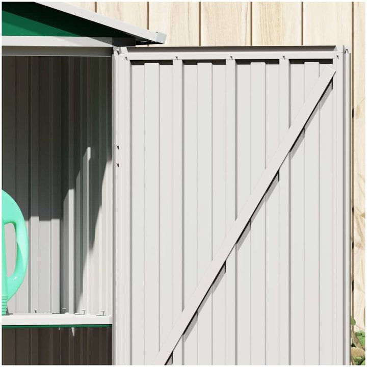 Trädgårdsskjul grön 116x45x175 cm galvaniserat stål vidaXL – bild 4