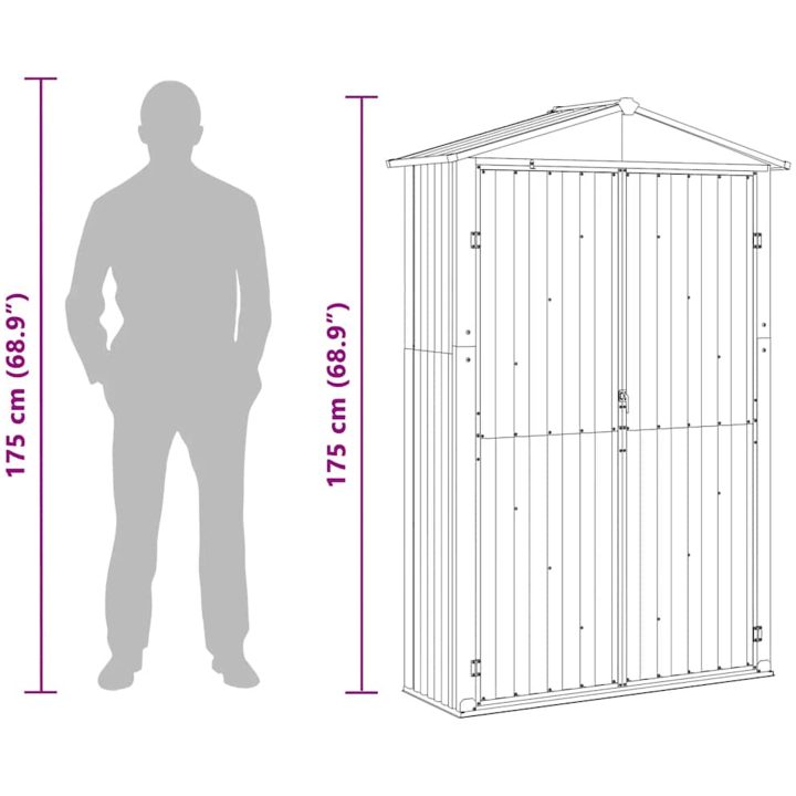 Trädgårdsskjul grön 116x45x175 cm galvaniserat stål vidaXL – bild 10